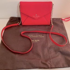Kate Spade Envelope Cross Body, Saffiano Leather, Red